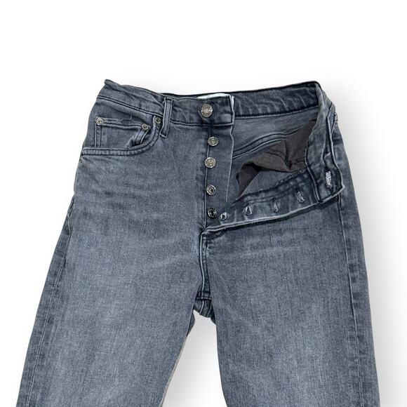 AGOLDE Riley High Rise Straight Crop Jean Sector Faded Black Size 24 Button Fly - Picture 7 of 11